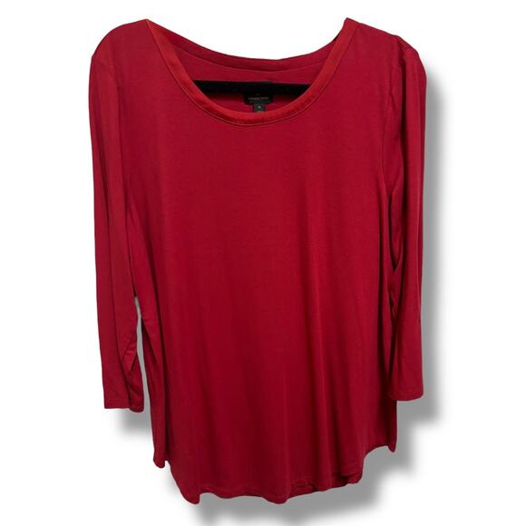 JM Collection Womens 3/4 Sleeve Top Glamorous Red Soft Knit NEW XL - Picture 2 of 5